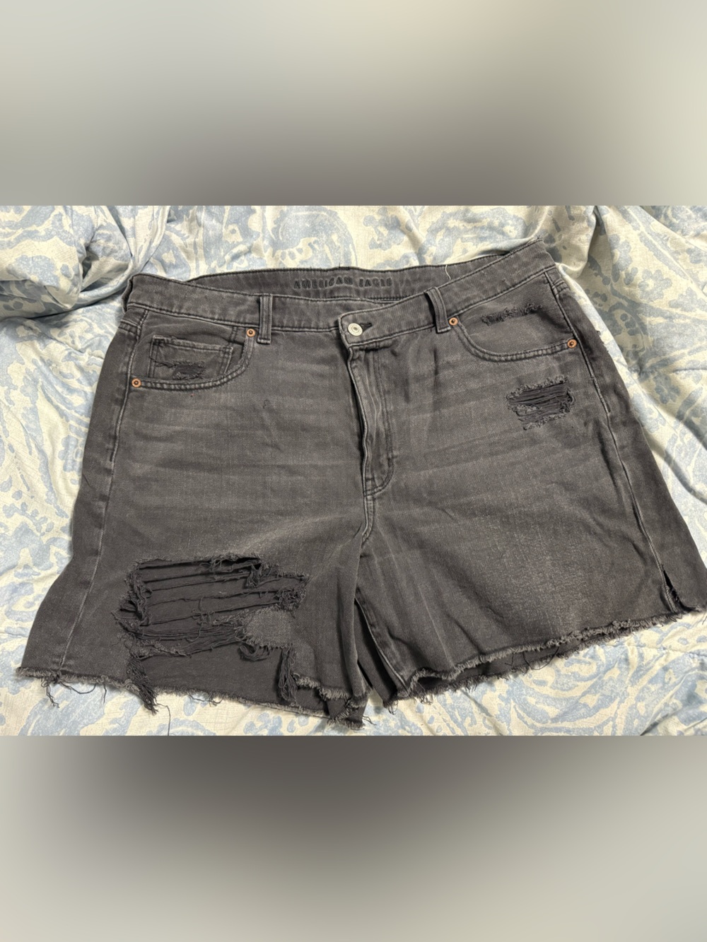 American Eagle Outfitters Black Distressed Denim Cutoff Shorts